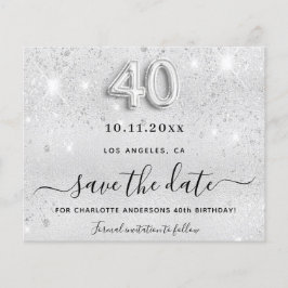 40. Geburtstag Silberner Glitzer Save the Date Flyer