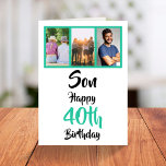 40. Geburtstag Son Green Modern Foto Collage Karte<br><div class="desc">Legen Sie ein Lächeln auf das Gesicht mit dieser personalisierten 3-Foto Collage 40. Geburtstagskarte für Ihren Sohn. - Klicken Sie einfach, um dieses Design 🔥 Meine Versprechen zu personalisieren - Dieses Design ist einzigartig und ist mit Ihnen im Hinterkopf 🙏 Danke, dass Sie mein kleines Unternehmen unterstützt haben - Wenn...</div>