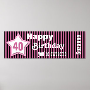 40. Geburtstag Star Banner Individuelle Name V07 P Poster
