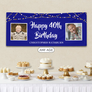 40. Geburtstag String Lights Name Royal Blue Banner