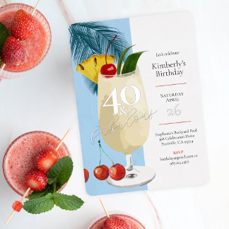 40. Geburtstag Summer Blue Cocktail Party Folieneinladung