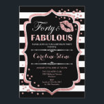 40. Geburtstag - Vierzig fabelhafte Schwarze Rose  Einladung<br><div class="desc">40. Geburtstag Einladung. Elegantes Schwarz-weißes Design mit Imitate Glitzer Rose Gold. Verfügt über rosa Lippen Kuss,  Schwarz-weiße Streifen,  Konfetti und Skript-Schriftart. Ideal für eine elegante Geburtstagsfeier. 30 Fabelhaft! Nachricht,  wenn Sie weitere Anpassungen benötigen.</div>