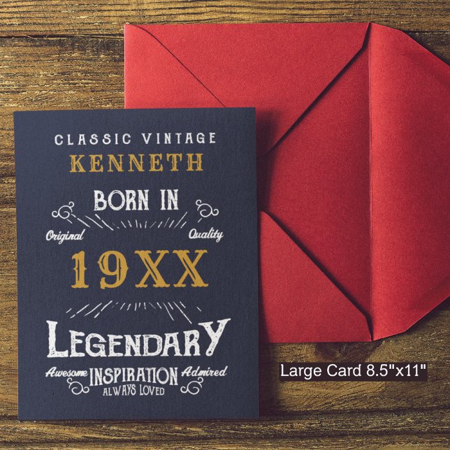 40. Geburtstag Vintag Blue Gold Add Name Jahr (Von Creator hochgeladen)