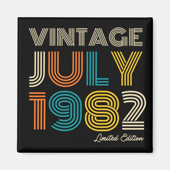 40. Geburtstag Vintag Juli 1982 Limited Edition Magnet (Vorne)