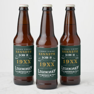 40. Geburtstag Vintages Grünes Gold Add Name Jahr Bierflaschenetikett