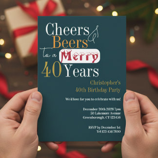 40. Geburtstag Weihnachts Cheers Beers Party Einladung
