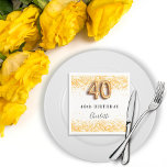 40. Geburtstag Weißgold Konfetti Name Serviette<br><div class="desc">Für ein elegantes Party zum 40. Geburtstag. Ein schick weißer Hintergrund. Dekoriert mit Imitaten goldenen Konfetti. Personalisieren und einen Namen hinzufügen. Der Name wird mit einem handgeschriebenen Stilskript geschrieben. Nummer 40 mit Schriftart im Ballonstil.</div>