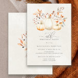40. Geburtstag White Pumpkin Herbstlaubs Elegant Einladung<br><div class="desc">Elegante,  weiße Kürbisse sind in roten,  orangefarbenen und salzgrünen Blätter und Wildblumen eingebettet.</div>