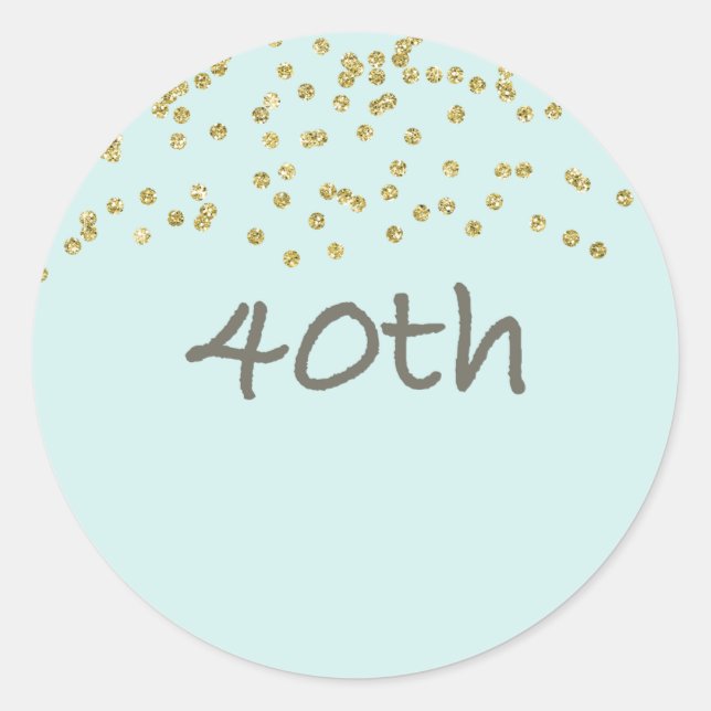 40. GeburtstagConfetti Runder Aufkleber (Vorderseite)