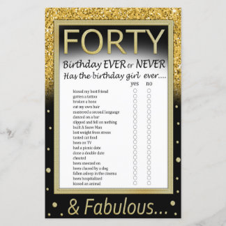 40 Geburtstage je oder nie gespielt