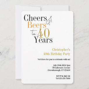 40. Geburtstags Cheers und Beers Minimal-Party Einladung