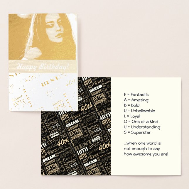 40. Geburtstags-Foto-Monogramm Folienkarte (Anzeige)