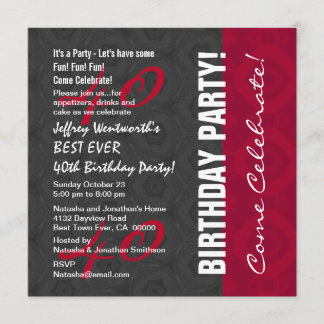 40. Geburtstags-Party-elegantes Skript nummeriert Einladung