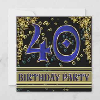 40. Geburtstags-Party in Schwarz und Gold Einladung