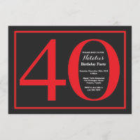 40. Geburtstags-rote und schwarze Tafel