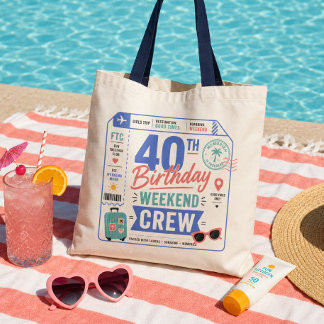 40. Geburtstags-Wochenende-Crew Retro-Reiseticket Tragetasche