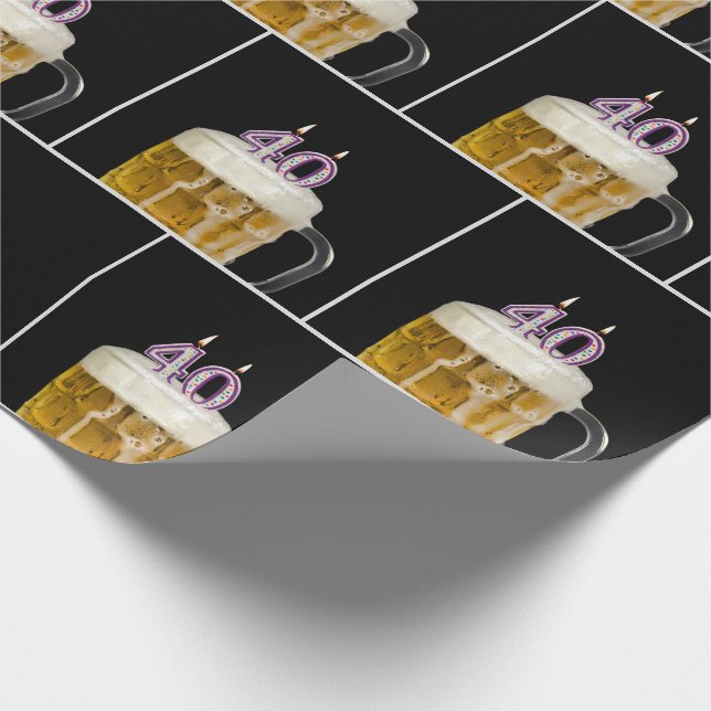 40. Geburtstagsbiere Tasse mit Kerzen Geschenkpapier (Ecke)