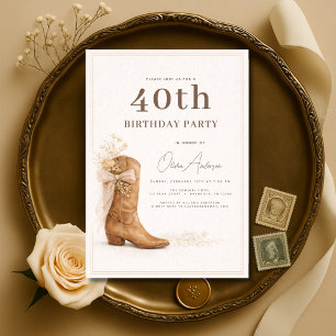 40. Geburtstagsfeier Cowgirl Floral Party Einladung