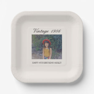 40. Geburtstagsfeier Dekorationen Vintage Baby-Fot Pappteller