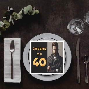 40. Geburtstagsfeier Foto gold Cheers Mann Typ Serviette