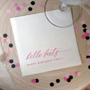 40. Geburtstagsfeier Hot Pink Hallo 40 Modern Serviette