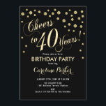 40. Geburtstagsfeier Party Einladung - Gold Black<br><div class="desc">40. Geburtstag Party Einladung Elegantes Design mit Imitaten Glitzer Gold und Schwarz. Feiert bis 40 Jahre!</div>