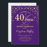 40. Geburtstagsfeier Party Einladung - Gold Lila<br><div class="desc">40. Geburtstagsfeier Party Einladung. Elegantes Design mit Imitaten Glitzer Gold und lila. Feiert bis 40 Jahre! Nachricht,  wenn Sie weitere Anpassungen benötigen.</div>