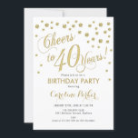 40. Geburtstagsfeier Party Einladung - Gold White<br><div class="desc">Party Einladung zum 40. Geburtstag für Damen und Herren. Elegantes Design in Imitaten Glitzer Gold und Weiß. Features Skript für und Konfetti. Feiert bis 40 Jahre! Ideal für ein stilvolles Erwachsenenfest.</div>