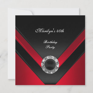 40. Geburtstagsfeier Schwarz Roter Diamant Schmuc Einladung