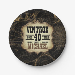 40. Geburtstagsfeier Vintage-Thema Pappteller
