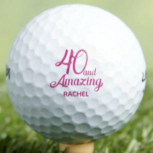 40. Geburtstagsgeschenk für Ehefrau Rosa Schrift E Golfball