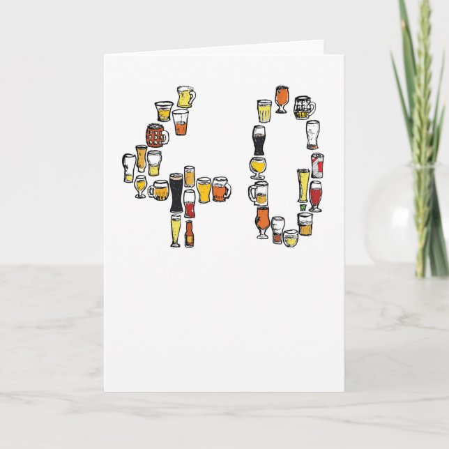 40. Geburtstagskarte, Bierkarte Karte (Vorderseite)