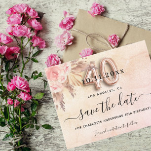 40. Geburtstagskarte Pampas Rose Save the Date