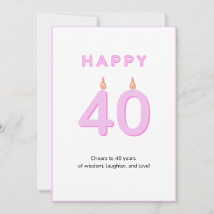 40. Geburtstagskarte Rosa Karte