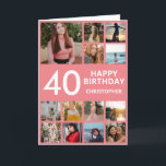 40. Geburtstagskollage 13 Fotos Rosa & Weiß Karte<br><div class="desc">40th Happy Birthday Foto Collage 13 Fotos Rosa und Weiß Geburtstagskarte für jedes Alter. 13. 15. 16. 18. 20. 21. 30. 40. 50. 60. 70. 80. 90. 100. Jedes Alter. Für weitere Anpassungen klicken Sie bitte auf die Schaltfläche "Anpassen" und verwenden Sie unser Designwerkzeug,  um diese Vorlage zu ändern.</div>