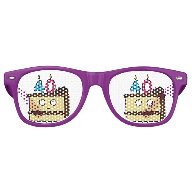 40. Geburtstagskuchen mit Kerzen Schokolade Partybrille (Vorderseite)