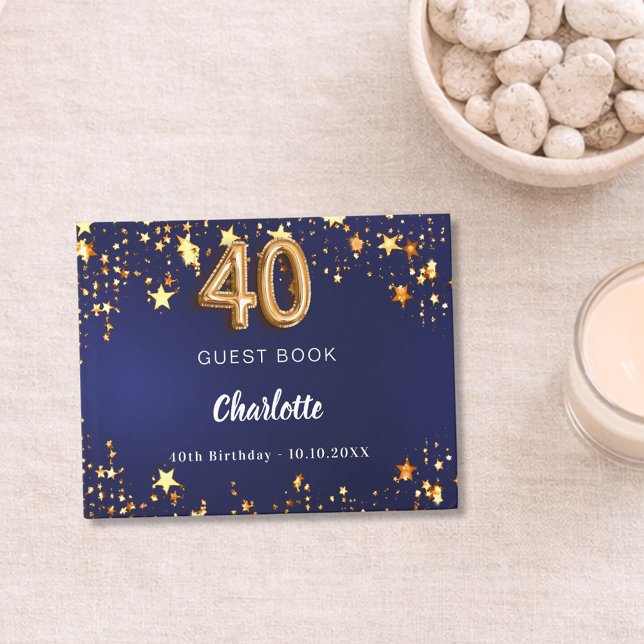 40. Geburtstagsnacht blaue Goldsterne Gästebuch (Von Creator hochgeladen)