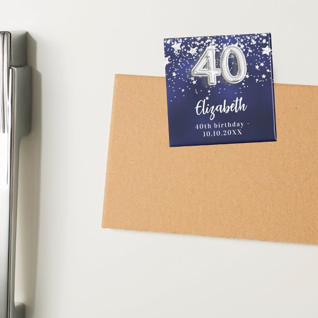 40. Geburtstagsnacht blaue Silberstars Magnet (Von Creator hochgeladen)