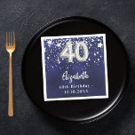 40. Geburtstagsnacht blaue Silberstars Serviette<br><div class="desc">Zum 40. Geburtstag. Eine marineblau Hintergrundfarbe mit Imitaten silbernen Sternen. Die blaue Farbe ist ungleichmäßig. Fügen Sie Ihren Namen,  Text hinzu.</div>