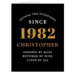 40. Geburtstagsname 1982 Black Gold Elegant Card