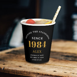 40. Geburtstagsname 1984 Black Gold Elegant Chic Pappbecher