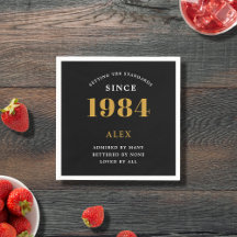 40. Geburtstagsname 1984 Black Gold Elegant Chic
