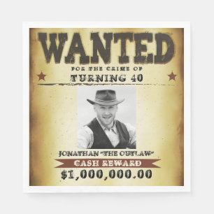 40. Geburtstagsparty Cowboy-Themen-Gesuchtes Plaka Serviette