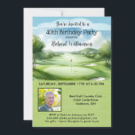 40. Geburtstagsparty Foto Golf Einladung<br><div class="desc">Diese festliche und farbenfrohe 40. Geburtstagsfeier-Party Einladung hat ein goldenes Thema und ist ideal für einen Golfer. Es verfügt über einen Golfplatz mit Golfklubs auf einem Golfplatz, viel zu personalisieren, um für Ihre eigene Veranstaltung und ein Foto geeignet zu machen. Wir haben alle Zutaten, um es zu einem besonderen Party...</div>