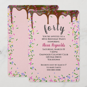 40. Geburtstagsschokolade mit Sprinklen Einladung