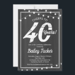 40. Geburtstagszeichenleuchten auf Chalkboard Einladung<br><div class="desc">Diese 40. Geburtstagseinladung enthält Saitenlichter auf einem Chalkboard-Hintergrund. Klicken Sie auf die Schaltfläche Anpassen, um mehr Flexibilität beim Ändern des Textes! Variationen dieses Designs, zusätzliche Farben sowie koordinierende Produkte sind in unserem Shop, zazzle.com/doodlelulu*, erhältlich. Kontaktieren Sie uns, wenn Sie dieses Design auf ein bestimmtes Produkt angewendet haben, um Ihre eigene...</div>