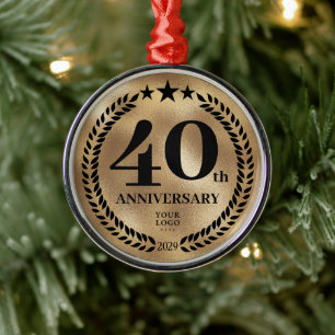 40. Geschäftsjahr Gold Weihnachten Ornament Aus Metall