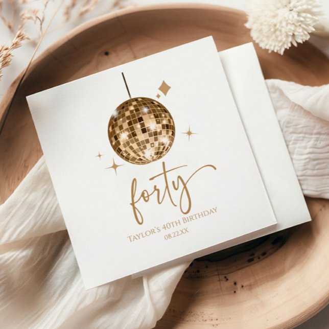 40 Gold Disco Ball 40. Geburtstag Party Serviette (Von Creator hochgeladen)