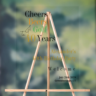 40. Golf Cheers Beers Birthday Party Willkommen Acrylschild