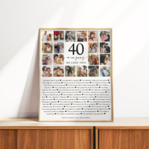 40 Gründe, aus denen wir Sie Liebe Foto Collage Ke Poster